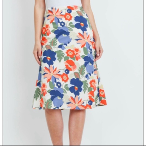 Coral & Blue Floral Skirt - Picture 3 of 5